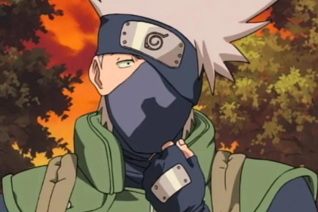 kakashi holding the collar of his vest